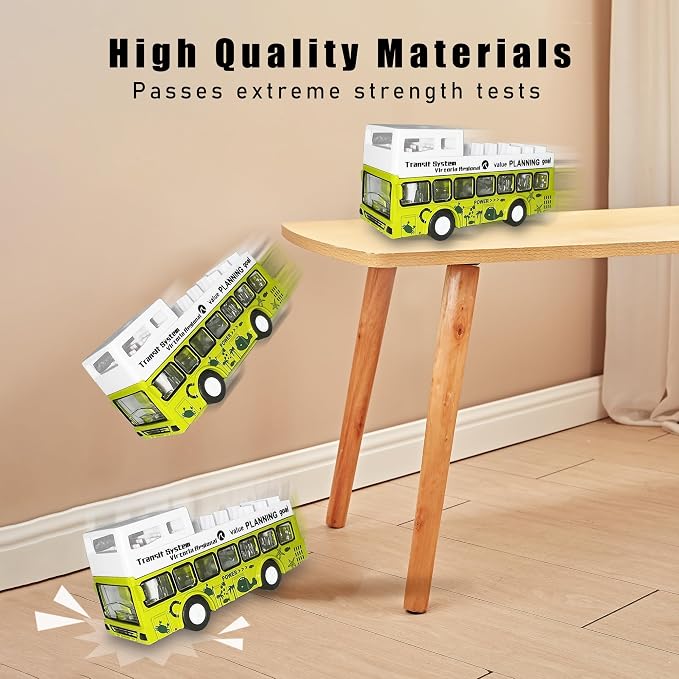KIDAMI Die Cast Metal Toy Cars Buses Set, 1:64 Scale Double Decker City Bus - Image 5