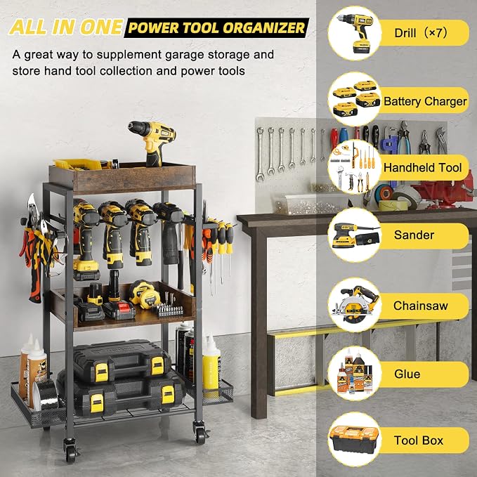 Power Tool Organizer Garage Storage Organization Shelving Tool Holder Drill - Image 2