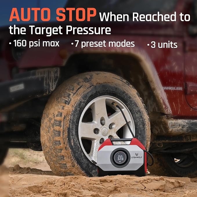ETENWOLF VORTEX S6 Tire Inflator Portable Air Compressor - Image 6