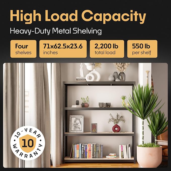 Storage Shelves: 5 Storage Shelves Heavy Duty w/ 2, 200 lb Total Load Capacity - Image 3