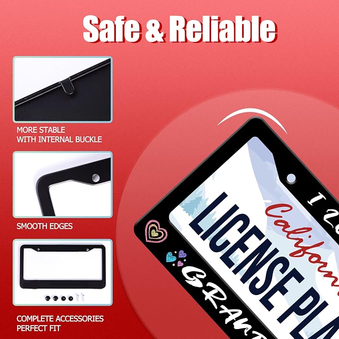 Personalized License Plate Frame I Love My Grandkids Stainless Steel Accessory - Image 3