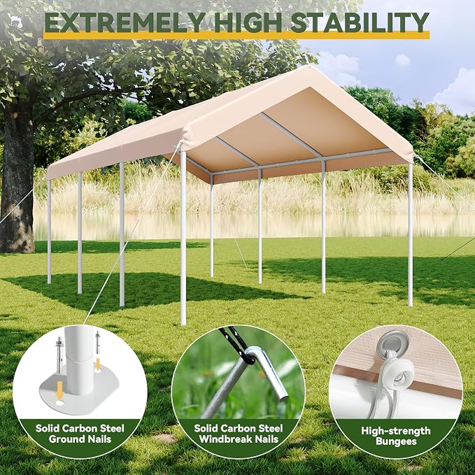 Aoxun 10x20 ft Heavy Duty Carport - Image 7