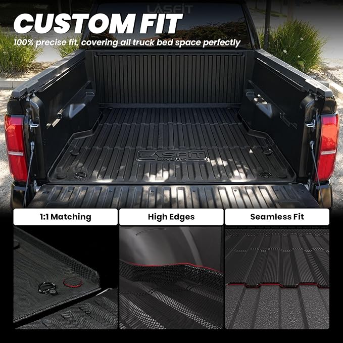 LASFIT Bed Mat for Toyota Tacoma 2024 2025 Truck Bed, All Weather 5 ft Rubber - Image 3