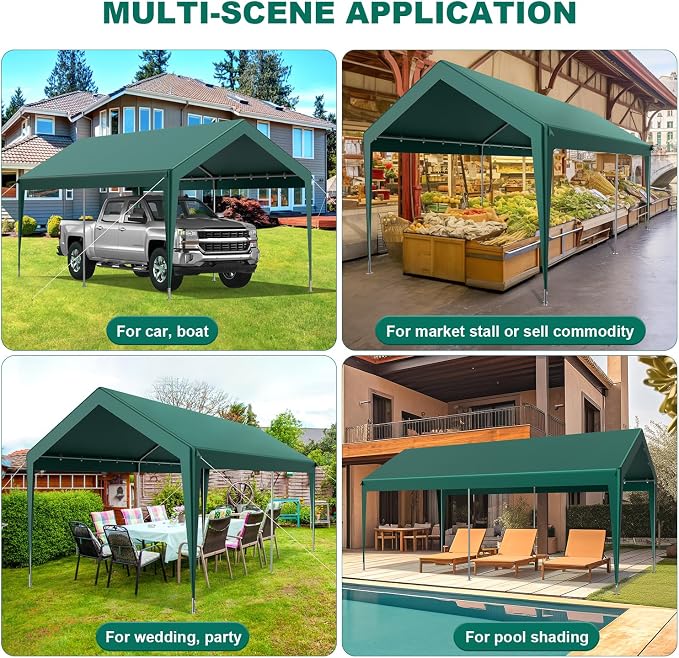 10x20FT Heavy Duty Carport, Portable Car Canopy Garage Boat Shelter Party Tent - Image 4