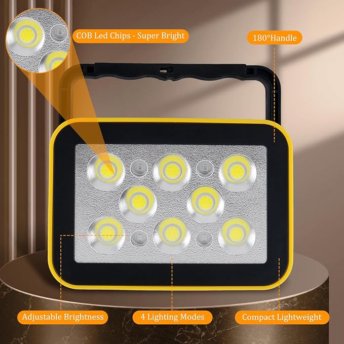 2 PackWork Light Portable COB LED Super Bright Rechargeable Flood Light Working - Image 4
