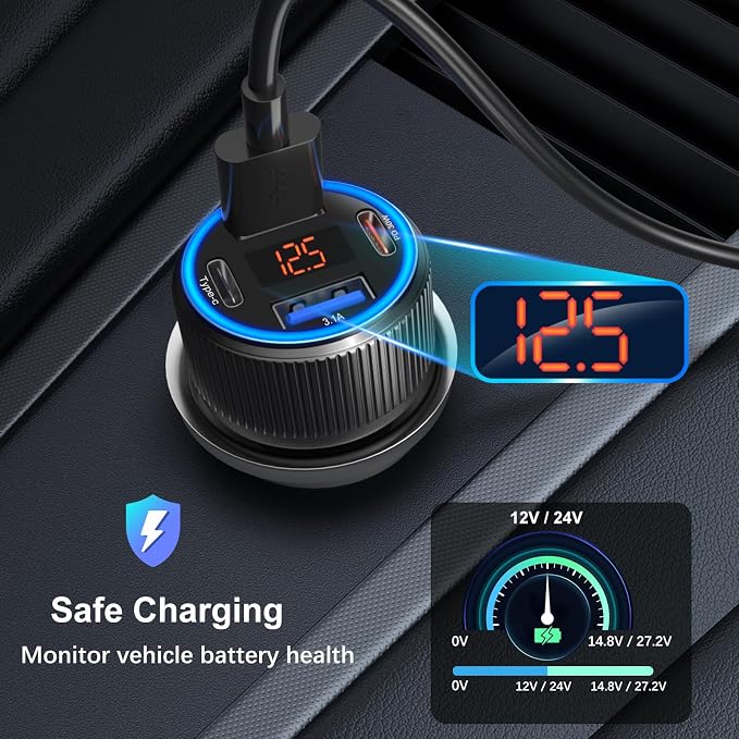 USB C Car Charger 3 Pack, Costyle 65W 4 Port Car Power Adapter - Image 5