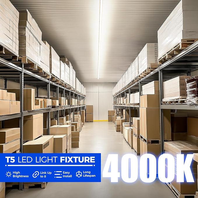 Barrina LED T5 Integrated Single Fixture, Utility Shop Light, Ceiling and Under - Image 7