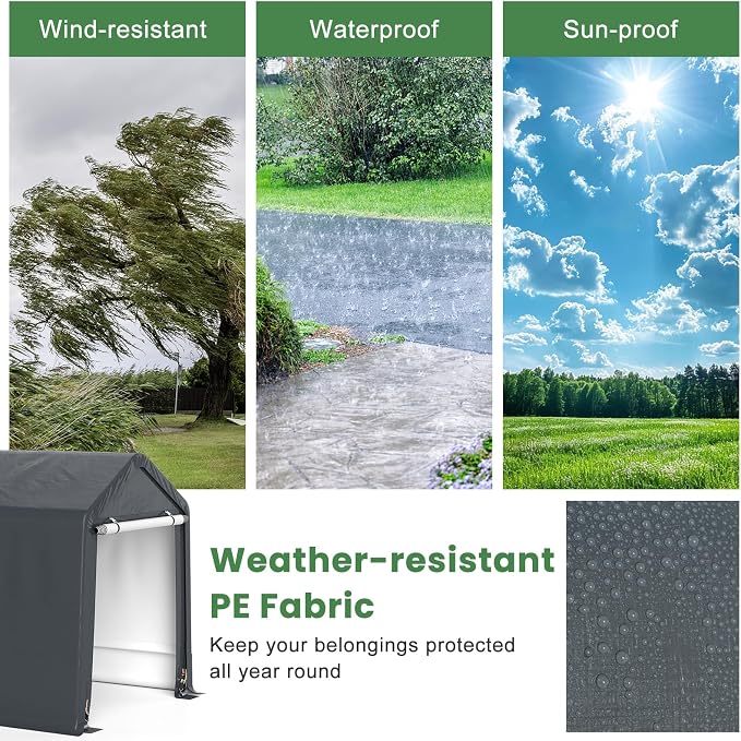 Tangkula 8x6.5Ft Portable Shed, Outdoor Storage Shelter - Image 8