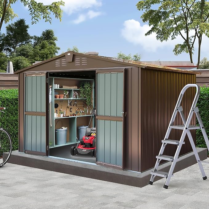 Domi Outdoor 10' x 8' Storage Shed, Metal Steel Utility Tool Shed Storage House - Image 7