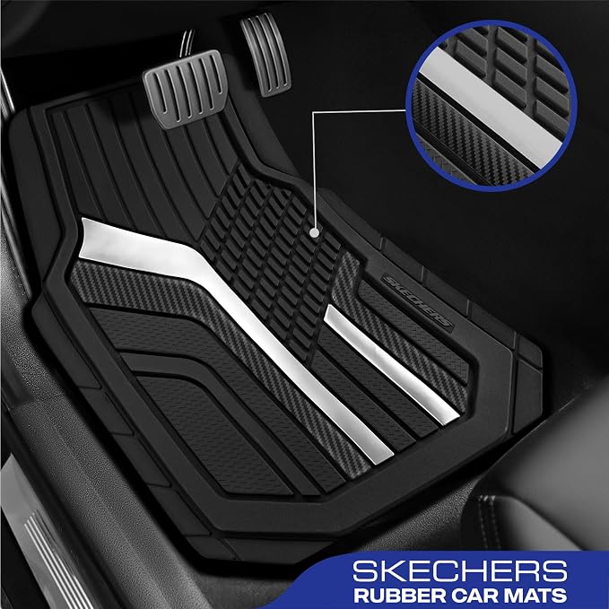 Skechers Heavy Duty Rubber Car Floor Mats, Dual Color Design Floor Mats - Image 2
