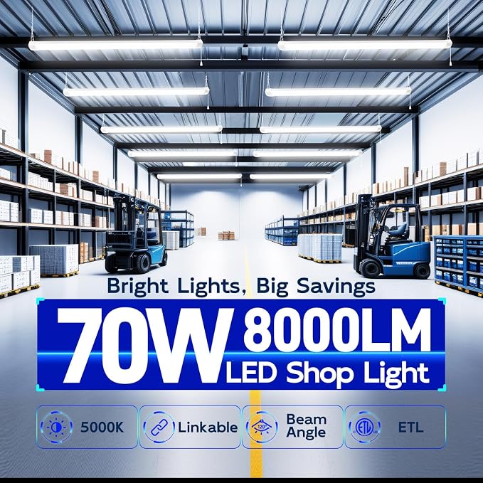 hykolity 4FT 70W LED Shop Light Linkable, 5000K Utility Shop Lights - Image 2