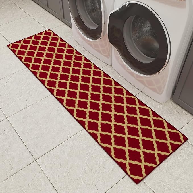 Ottomanson Hallway Runner Rug 1'10" x 7' Non Slip Trellis Area Rugs Easy to - Image 14
