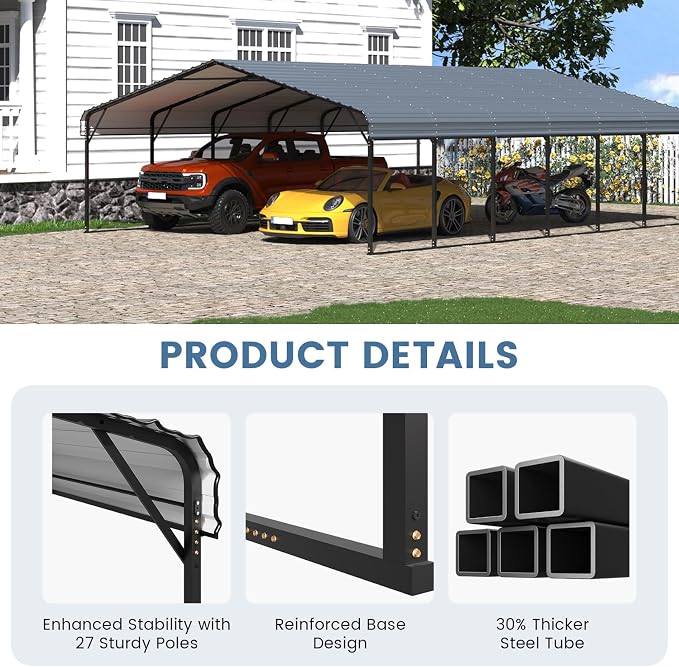 EROMMY 20x40 FT Metal Carport, Heavy Duty Carports - Image 4