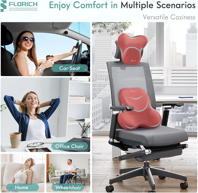 FLORICH Car Lumbar Support Pillow and Neck Headrest Pillow - Image 6
