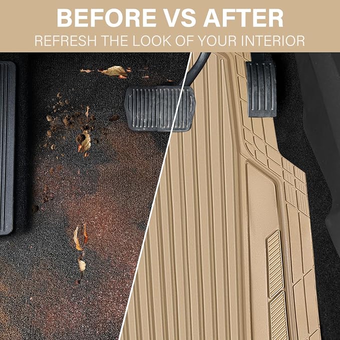 CAR PASS Heavy Duty Sporty Rubber Car Mats, Deep Dish All Weather Car Floor - Image 6