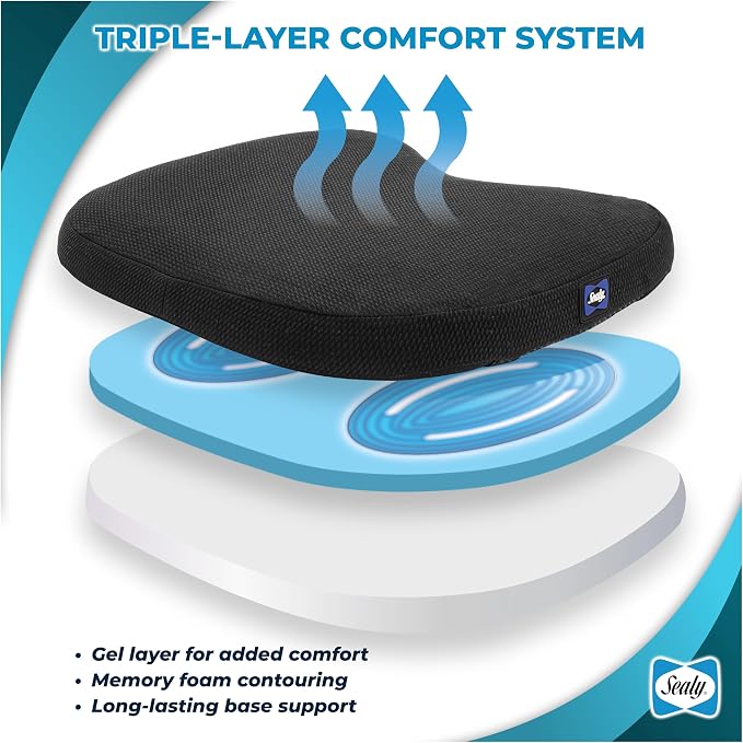 Sealy Memory Foam Car Seat Cushion – Gel Seat Cushions - Image 7