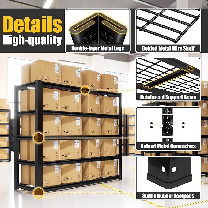 PrimeZone 36" W Heavy Duty Garage Shelving 5 Tier Heavy Duty Storage Shelves - Image 6