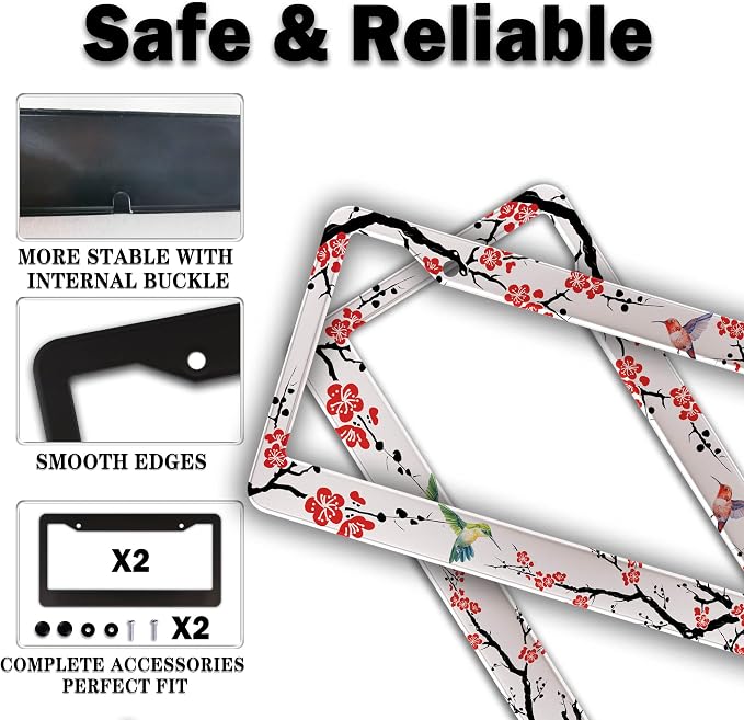 Automotive Exterior Accessories Black, and Red License Plate Frames Hummingbird - Image 4
