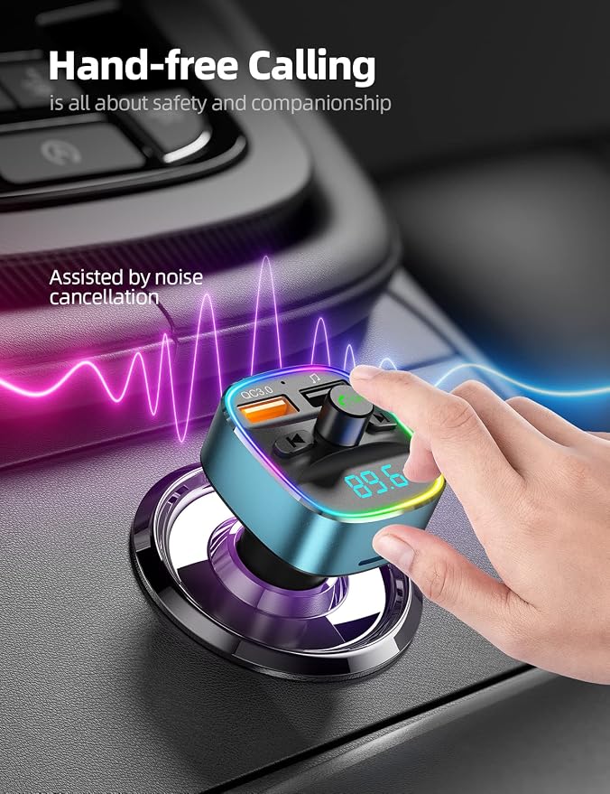 Nulaxy Bluetooth FM Transmitter, MP3 Player Support, TF Card & USB Disk - Image 2