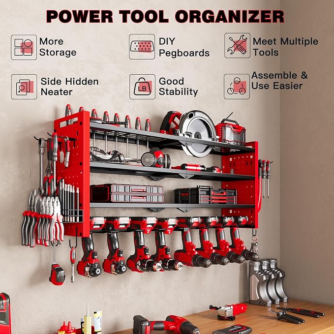 Power Tool Organizer Wall Mount, Cordless Drill Organizer, 4 Layers Large - Image 2