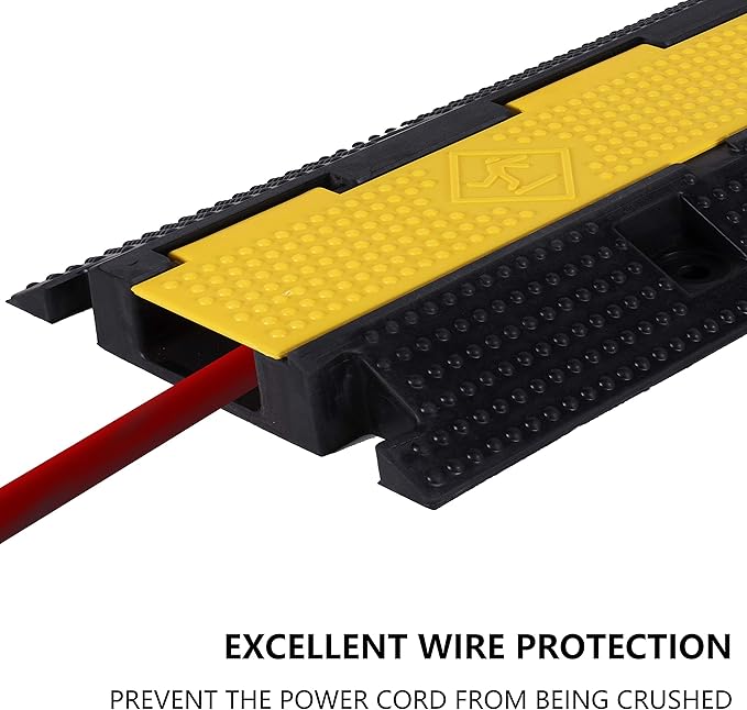 2 Pack Rubber Cable Ramp Hose Cable Protector Ramp 1 Channel 22000Lbs Load - Image 3