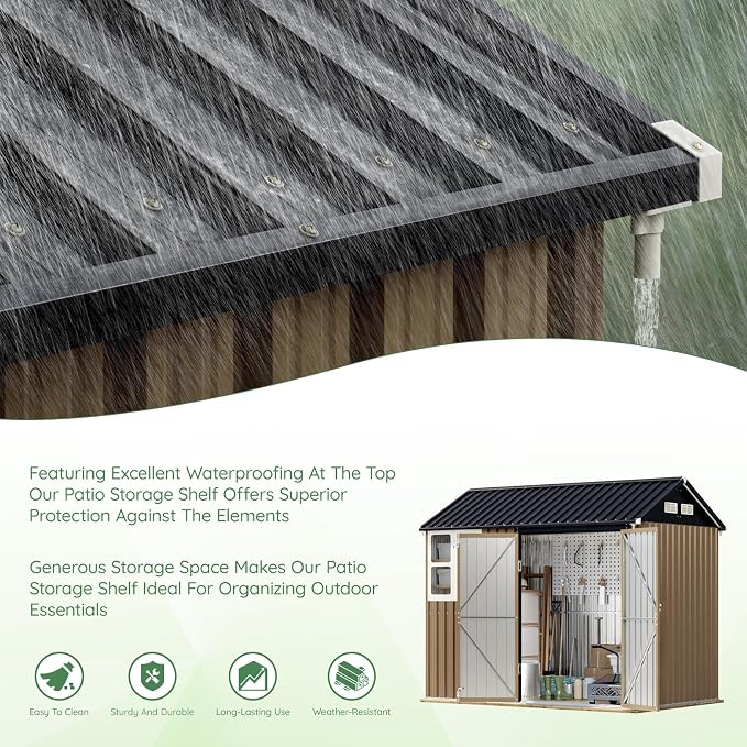 8X6FT Outdoor Steel Storage Shed - Image 8