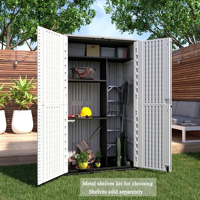 66 Cu.ft Vertical Storage Shed, Waterproof Polyethylene Resin Outdoor Storage - Image 4