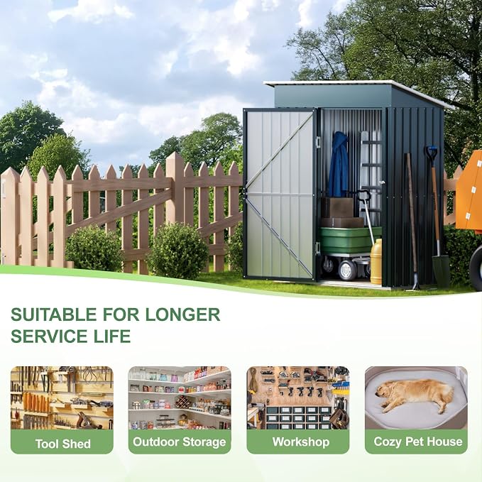 Breezz 5x3FT Vertical Outdoor Steel Storage Shed - Image 6