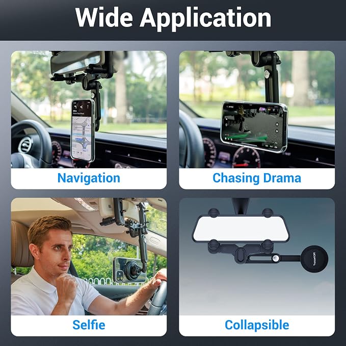 PROfezzion Rearview Mirror & Vent Clip Combo Magnetic Phone Holder Compatible - Image 6