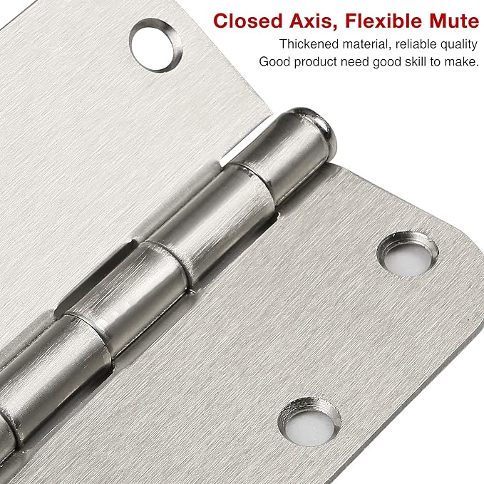3 Pack Rounded Door Hinges Brushed Nickel 3.5 Inch 5/8" Radius Hardware Satin 3 - Image 5