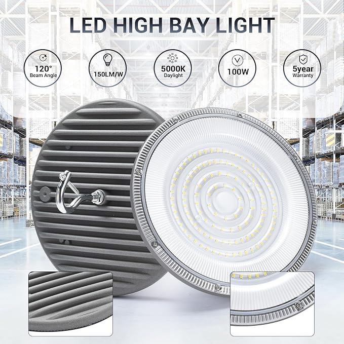 15 Pack 100W UFO Led High Bay Light, IP66 Waterproof, 15050LM 5000K Daylight - Image 5