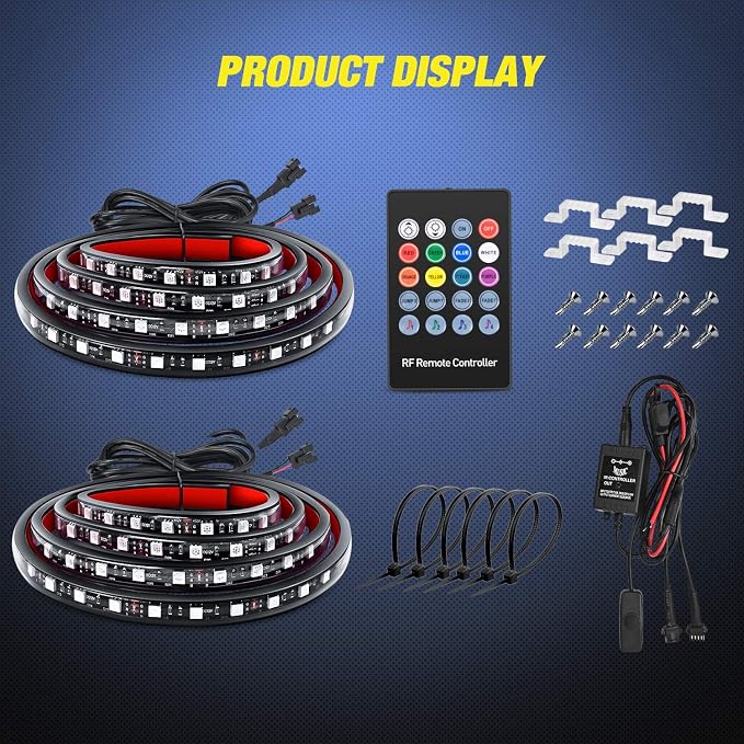 Nilight - TL-31 2PCS 60Inch RGB Truck Bed Light Strip Kit 180 LED RF Remote - Image 9