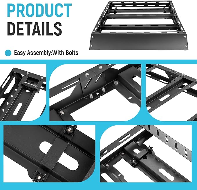 ECOTRIC 50" x 39" x 4.75" Roof Rack Cargo Basket W/Cross Bars Fit - Image 6