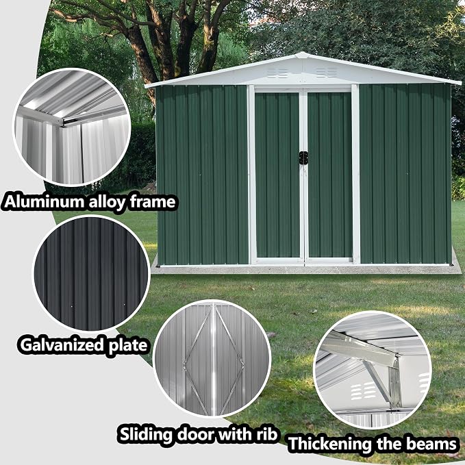 6x8 FT Outdoor Storage Shed, Metal Garden Shed - Image 3