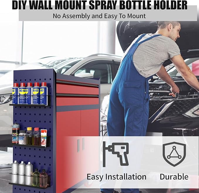 4 Pack Wall-Mounted Spray Bottle Holder, Aerosol Spray Can Holder Storage Rack - Image 6