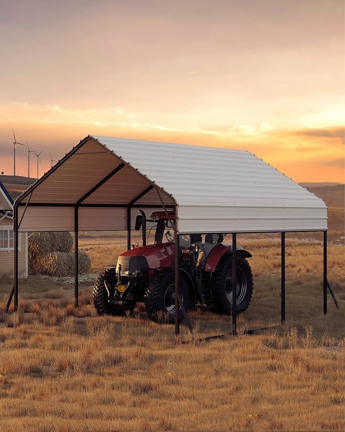 13'x16'x11' Metal Carport, Steel Heavy Duty Car Ports - Image 5