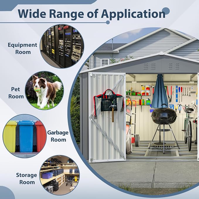 10X8 FT Outdoor Metal Storage Shed - Image 7