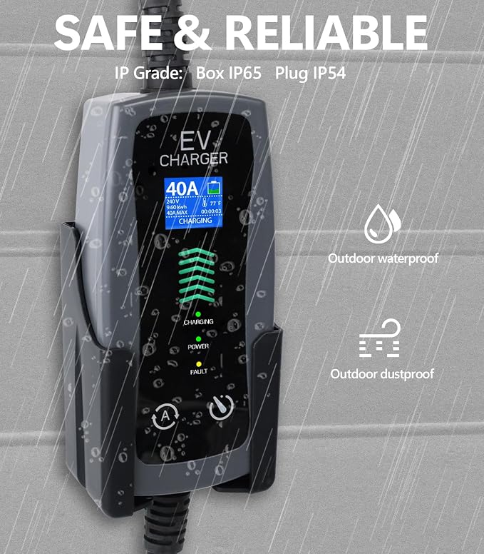 Level 2 Portable EV Charger, 16-40 Amp, 25ft Cable, Faster Charging Station - Image 5
