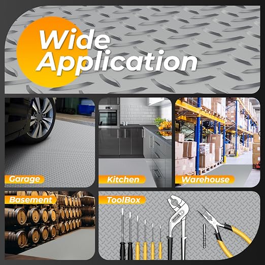 7.8 x 22 FT Garage Floor Mat, 2.8mm Thickness Diamond Plate Vinyl Garage - Image 7