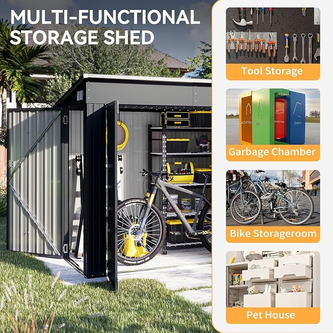 Aoxun 4' x 8' Shed Outdoor Storage Shed - Image 8