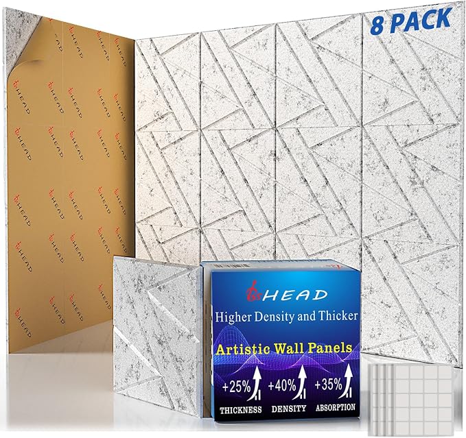 8 Pack Self-Adhesive Soundproof Wall Panels, 1.2lb/ft³ High Density, Thicker by Staytunedforournewproduct