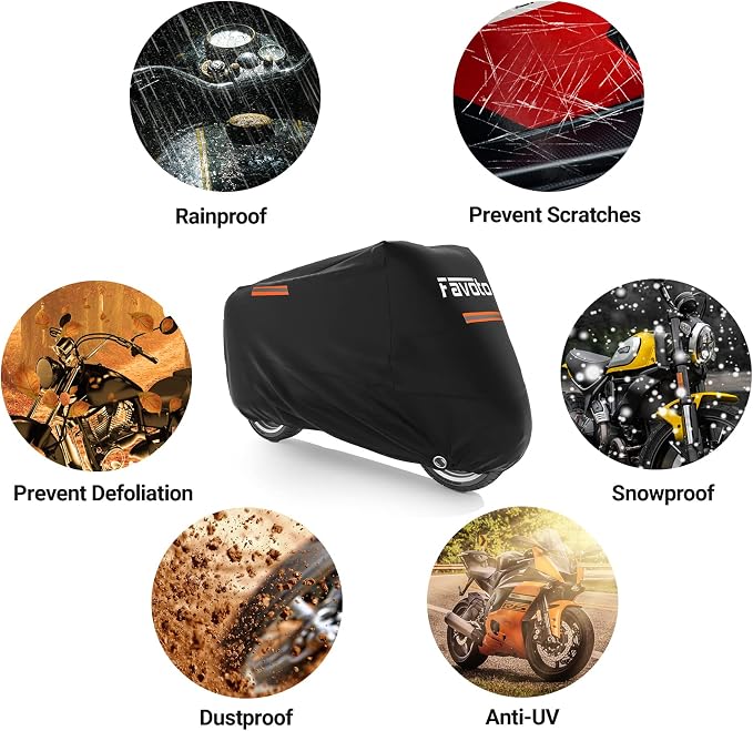 Favoto Motorcycle Cover Waterproof All Season Sun Outdoor Protection Windproof - Image 7