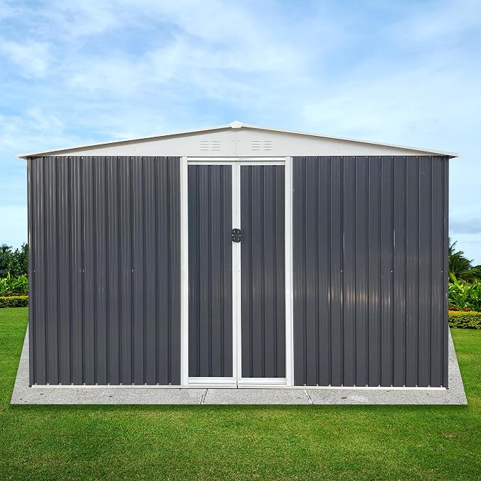 10x12 FT Outdoor Storage Shed, Large Metal Garden Shed - Image 2