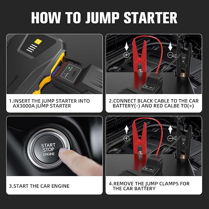 ASPERX 3000A Jump Starter for Car Battery, 12V Portable Jump Box - Image 6