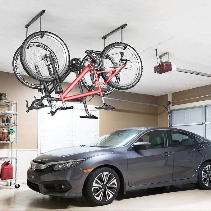 TORACK Overhead Bike Rack for Garage, Ceiling-Mounted Bicycle Storage Hooks for - Image 2