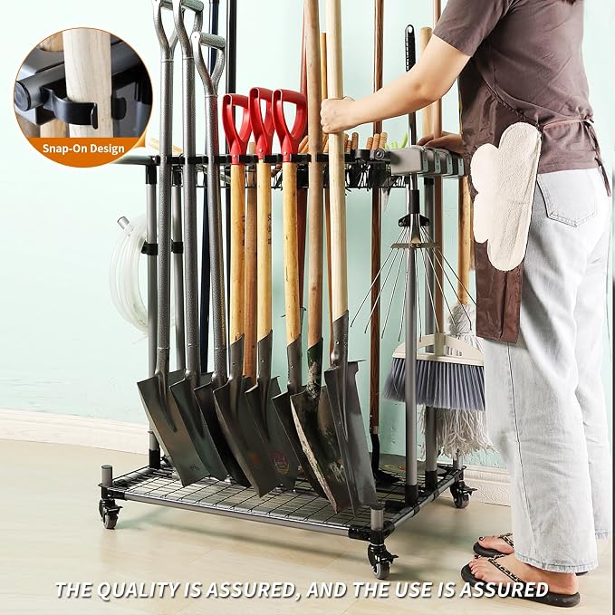 garden tool organizer metal Garage Storage Holder storage large long lawn tools - Image 3