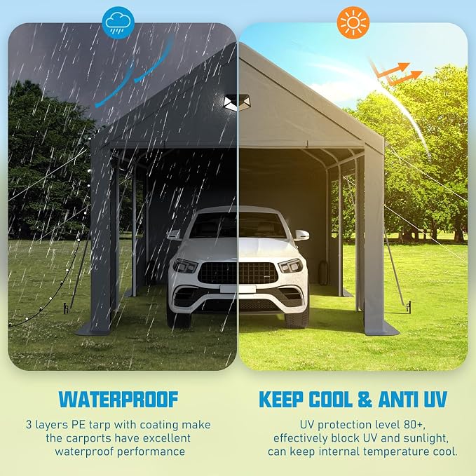 10x16 Carport, Heavy Duty Carport Canopy Garage - Image 6