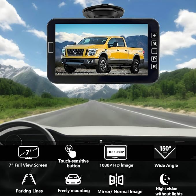 YIMU Car Backup Camera for Truck 7″ monitor AHD 2K Front Rear View Camera for - Image 2