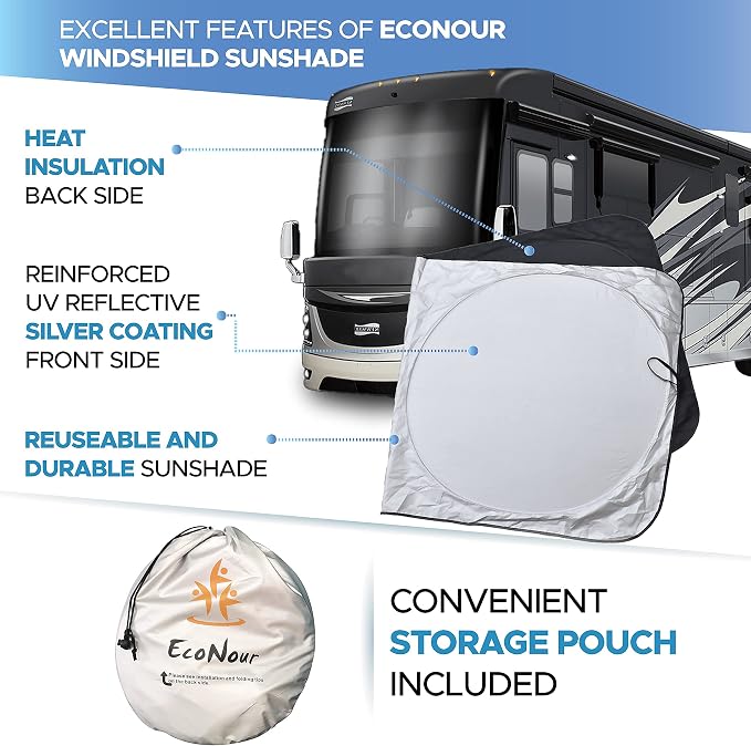 EcoNour RV Windshield Sunshade | Reflective RV Windshield Cover - Image 9