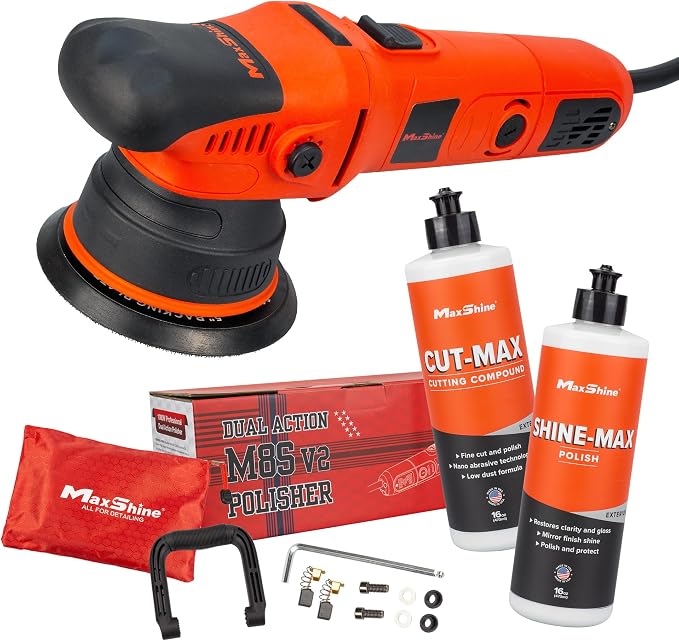 Maxshine 3 Pieces M8S V2 Dual Action Polisher &16oz Compound/Polish Car by Maxshine